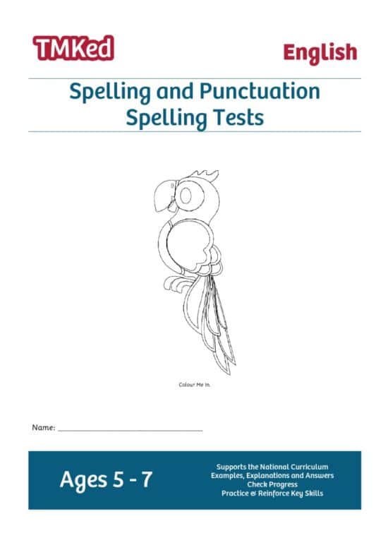 KS1 literacy worksheets for kids - spelling tests workbook, SPAG 5-7 years